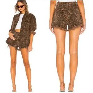 Alexander Wang Hi Rise Bite Shorts in Leopard Print Size 24